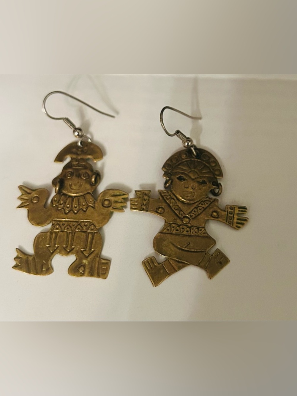 Gold Tone Unique Figure Earrings